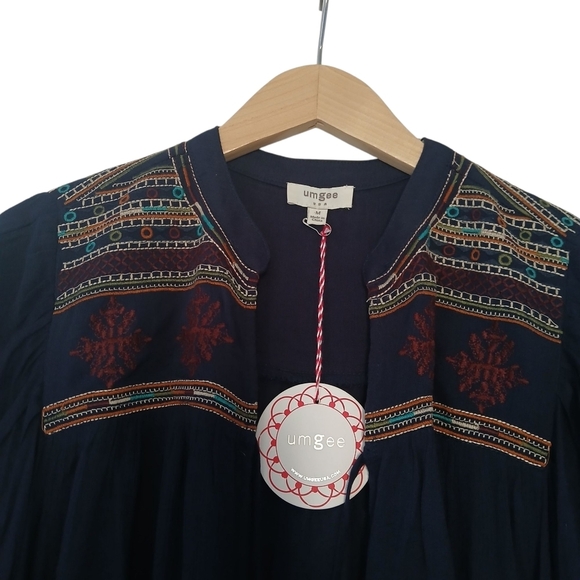 Umgee Tunic Top Kimono Embellished Embroidered Pleated Lightweight Open Front - Picture 13 of 13
